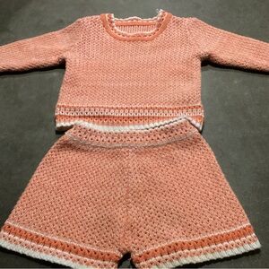 Orange Knit Sweater and Shorts Set - Girl